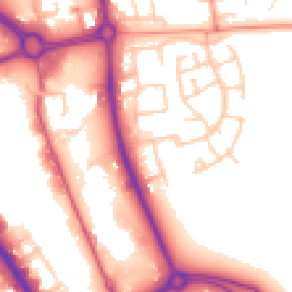 Daytime road noise heatmap for SG1 1SD