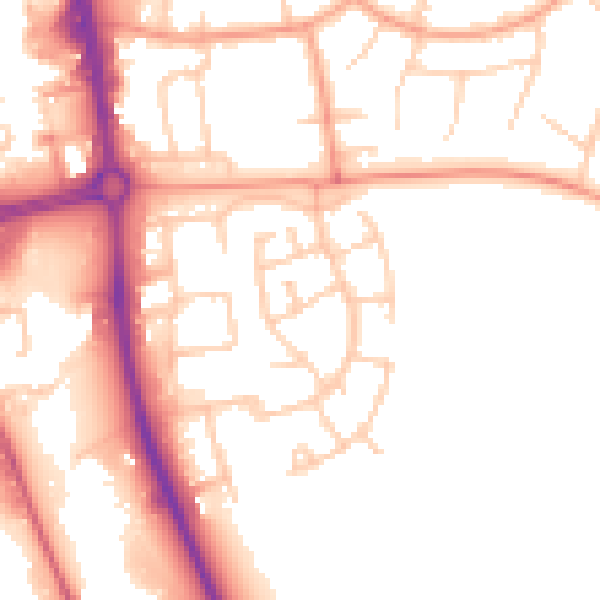 Daytime road noise heatmap for SG1 1SX