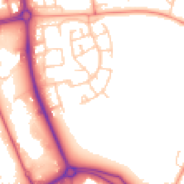 Daytime road noise heatmap for SG1 1SZ