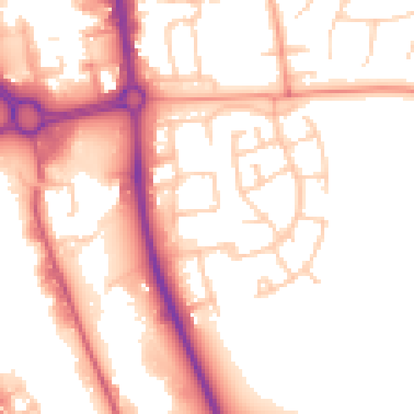 Daytime road noise heatmap for SG1 1TP