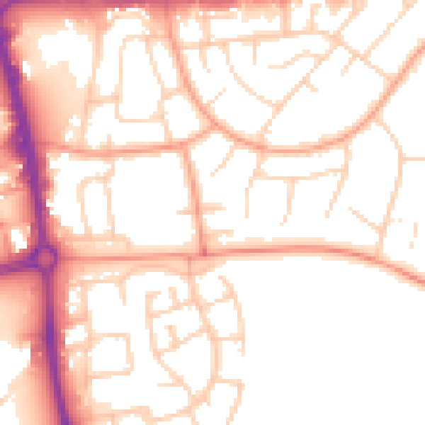 Daytime road noise heatmap for SG1 1UJ