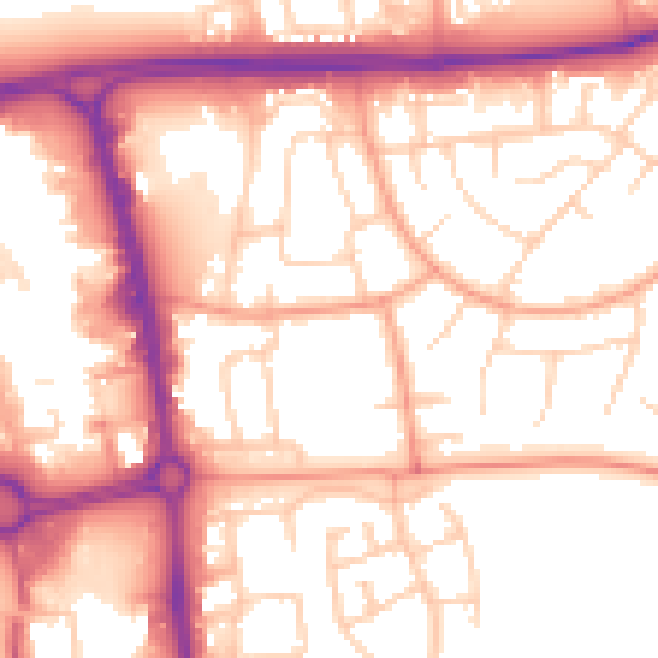 Daytime road noise heatmap for SG1 1UQ