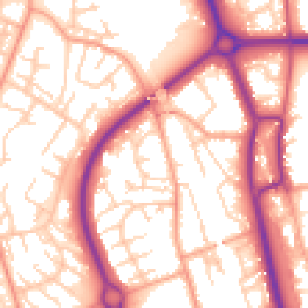 Daytime road noise heatmap for SG1 2AT