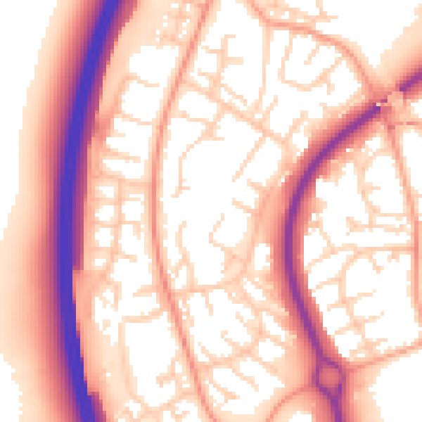 Daytime road noise heatmap for SG1 2JN