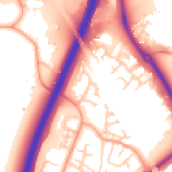 Daytime road noise heatmap for SG1 2JR