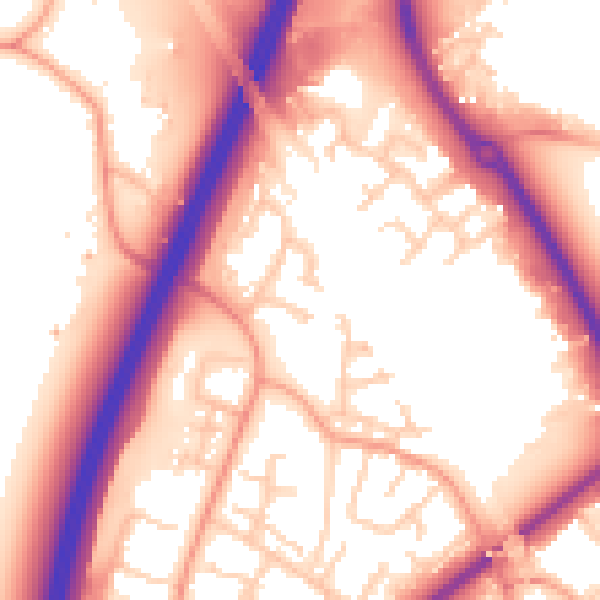 Daytime road noise heatmap for SG1 2JT