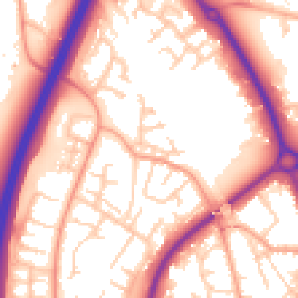 Daytime road noise heatmap for SG1 2LB