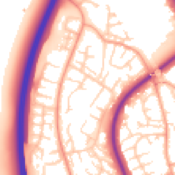 Daytime road noise heatmap for SG1 2LE