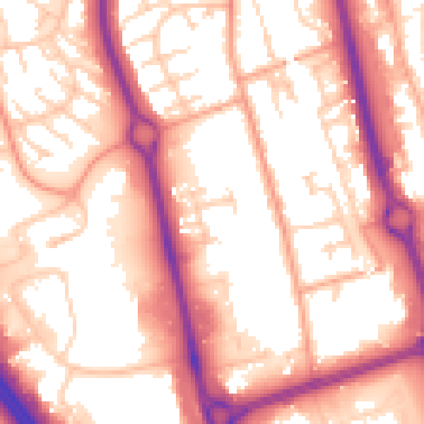 Daytime road noise heatmap for SG1 2NJ