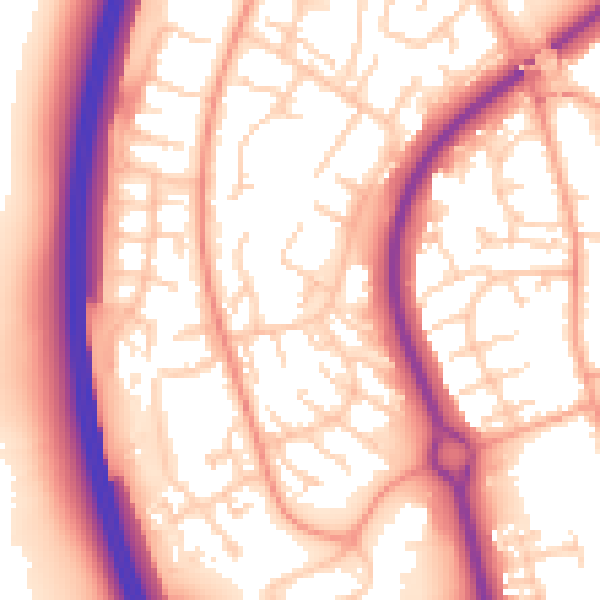 Daytime road noise heatmap for SG1 2NQ