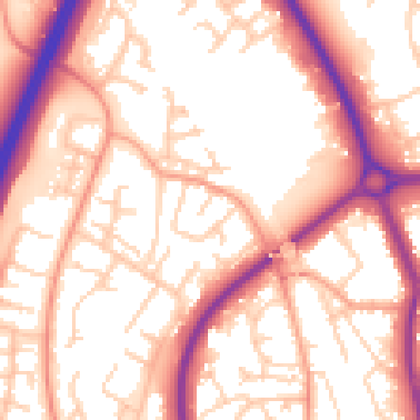 Daytime road noise heatmap for SG1 2PN