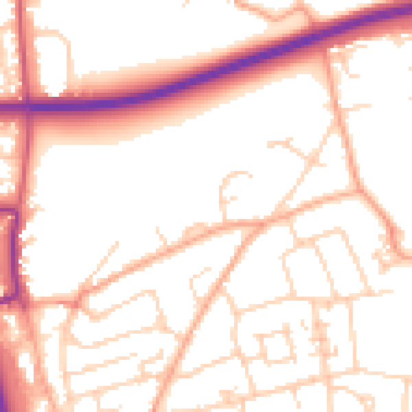Daytime road noise heatmap for SG1 3BF
