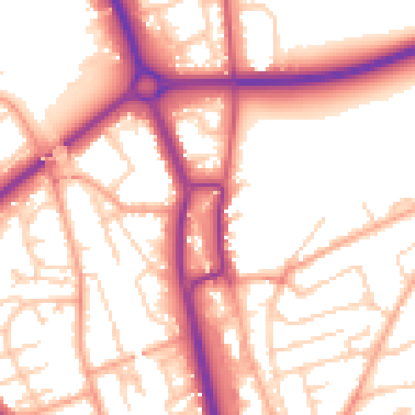 Daytime road noise heatmap for SG1 3BH