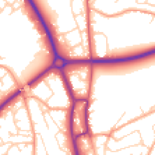Daytime road noise heatmap for SG1 3BW