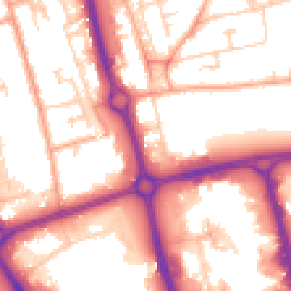 Daytime road noise heatmap for SG1 3DQ