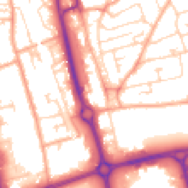 Daytime road noise heatmap for SG1 3EB