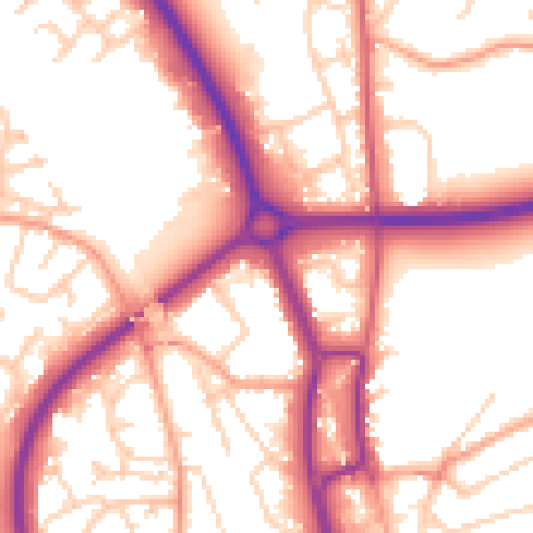 Daytime road noise heatmap for SG1 3EY