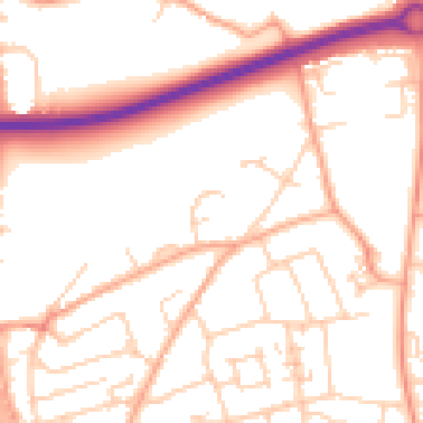 Daytime road noise heatmap for SG1 3QY