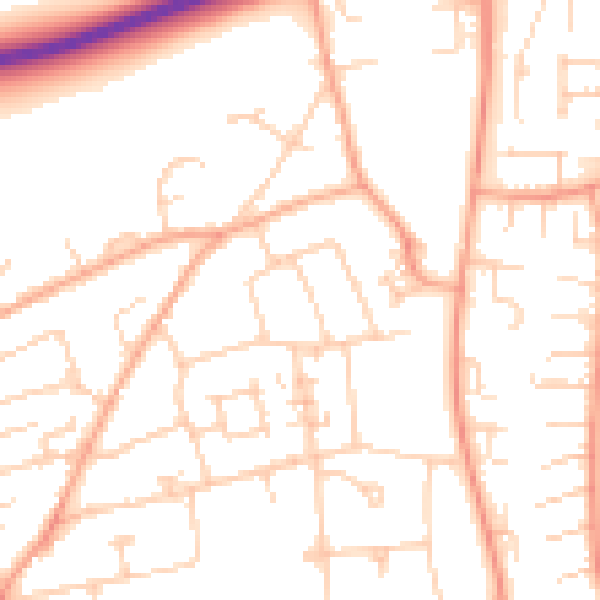 Daytime road noise heatmap for SG1 3SH