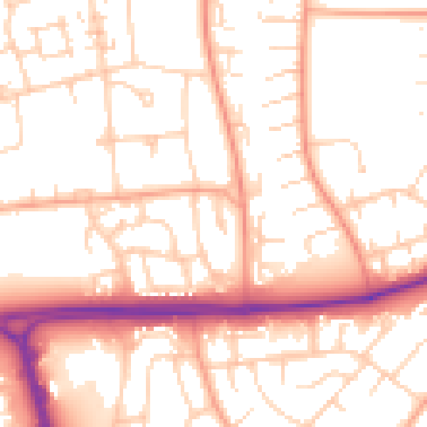Daytime road noise heatmap for SG1 3TU