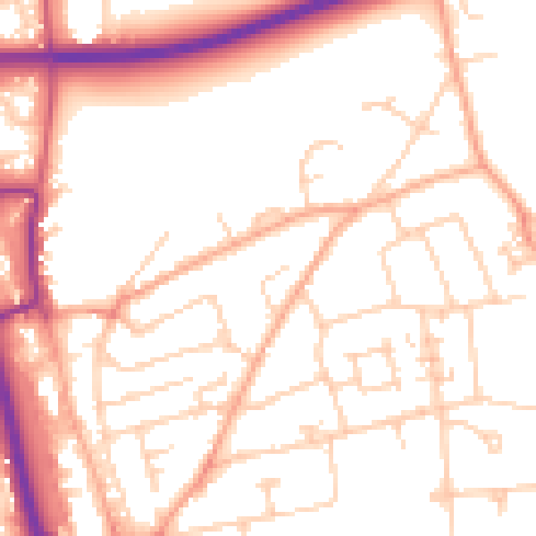 Daytime road noise heatmap for SG1 3XE