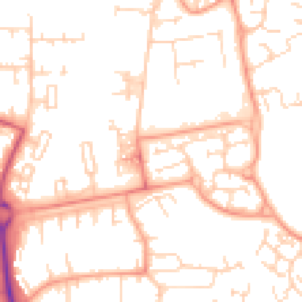 Daytime road noise heatmap for SG1 4GQ