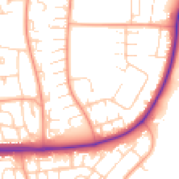 Daytime road noise heatmap for SG1 5BS