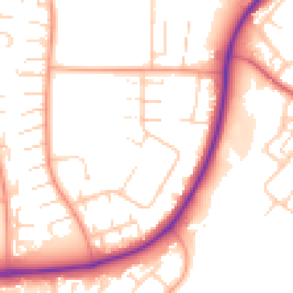 Daytime road noise heatmap for SG1 5BU