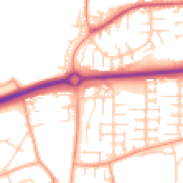 Daytime road noise heatmap for SG1 5LA