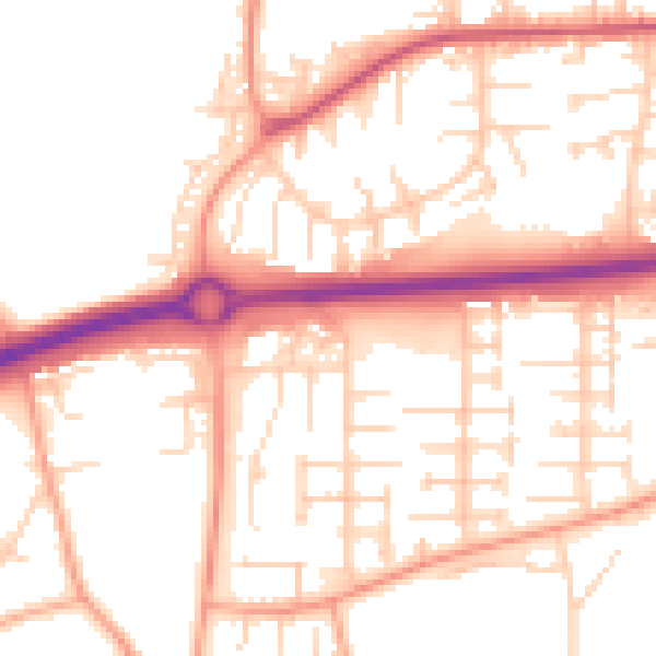 Daytime road noise heatmap for SG1 5LB