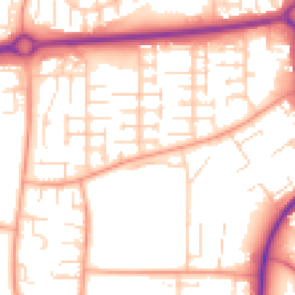 Daytime road noise heatmap for SG1 5NH