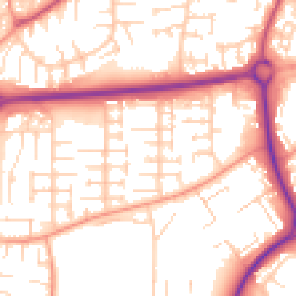Daytime road noise heatmap for SG1 5NY