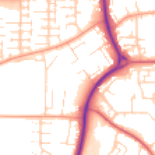 Daytime road noise heatmap for SG1 5PE