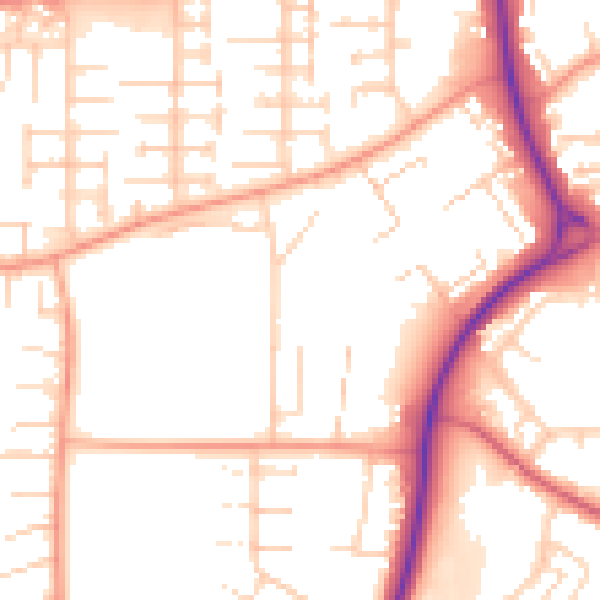 Daytime road noise heatmap for SG1 5QY