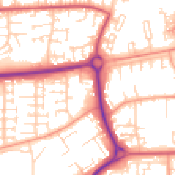 Daytime road noise heatmap for SG1 5RE