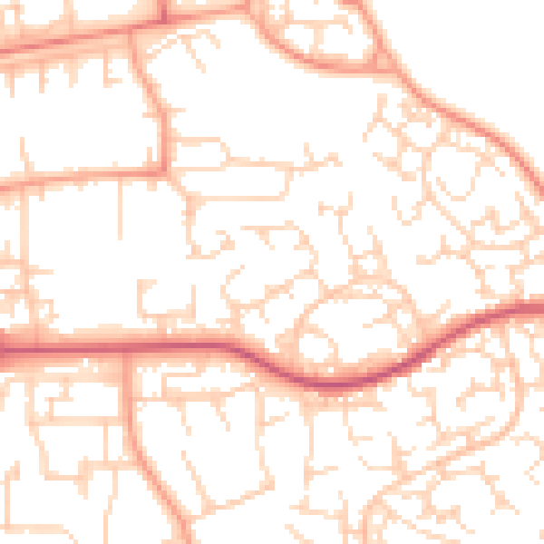 Daytime road noise heatmap for SG1 5RZ