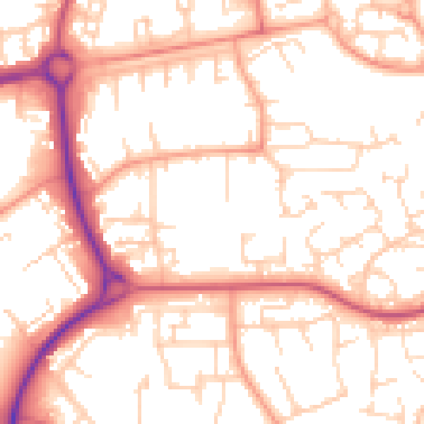 Daytime road noise heatmap for SG1 5TE