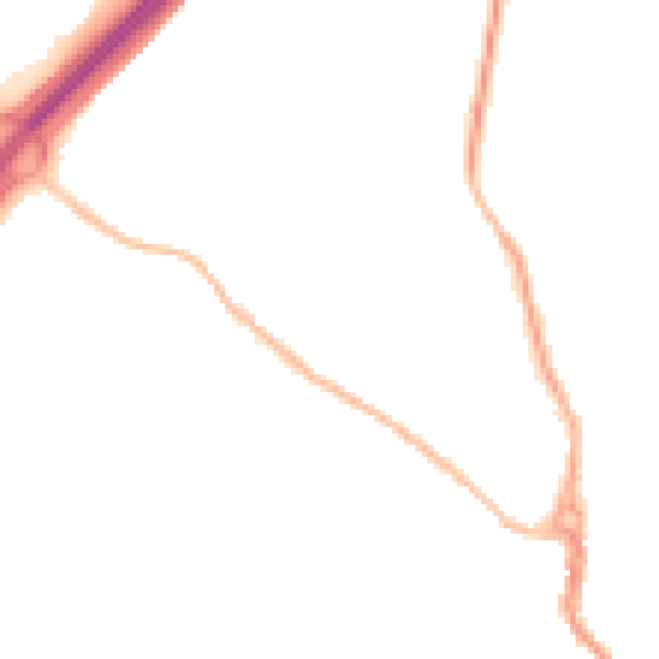 Night-time road noise heatmap for SG12 0BU