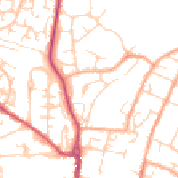 Daytime road noise heatmap for SG12 0QF