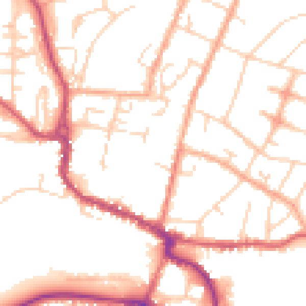 Daytime road noise heatmap for SG12 7BX