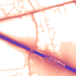 Daytime road noise heatmap for SG12 8AW