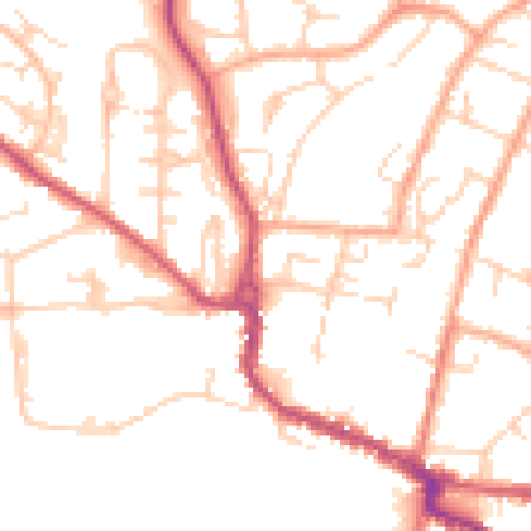 Daytime road noise heatmap for SG12 9BH