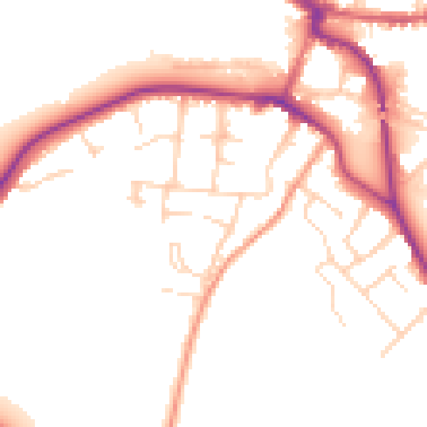 Daytime road noise heatmap for SG12 9PG