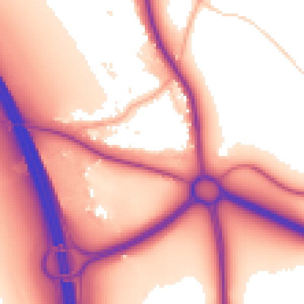 Daytime road noise heatmap for SG12 9RY