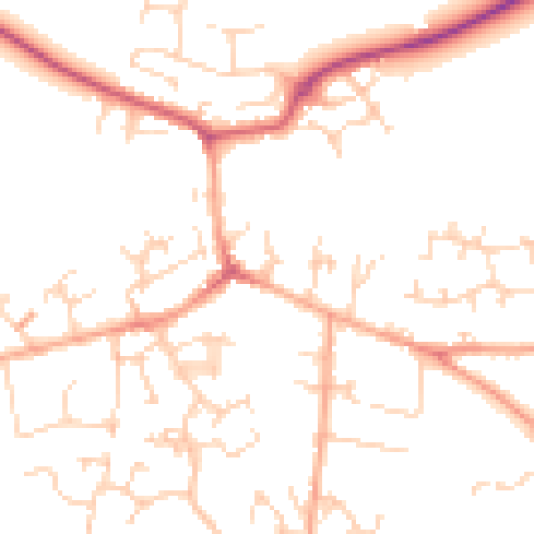 Daytime road noise heatmap for SG17 5DA