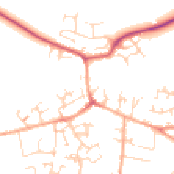 Daytime road noise heatmap for SG17 5DQ