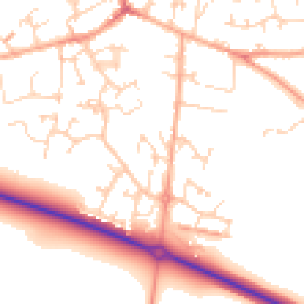 Daytime road noise heatmap for SG17 5FT