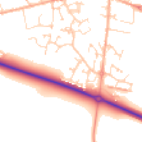 Daytime road noise heatmap for SG17 5YT