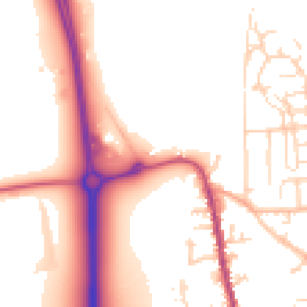 Daytime road noise heatmap for SG18 0AB