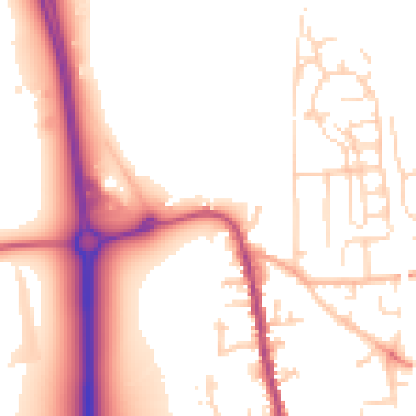 Daytime road noise heatmap for SG18 0AE